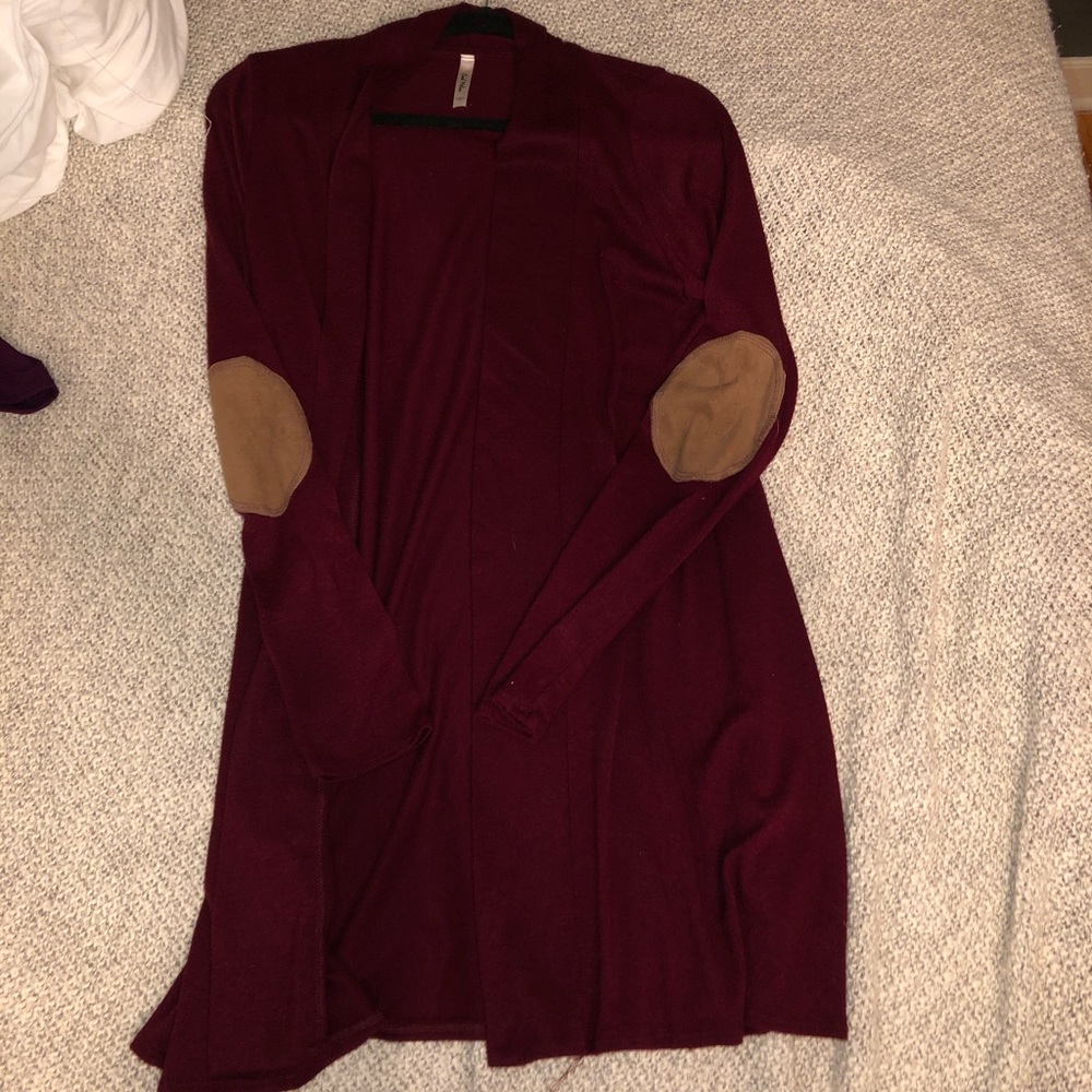 Long maroon cardigan
